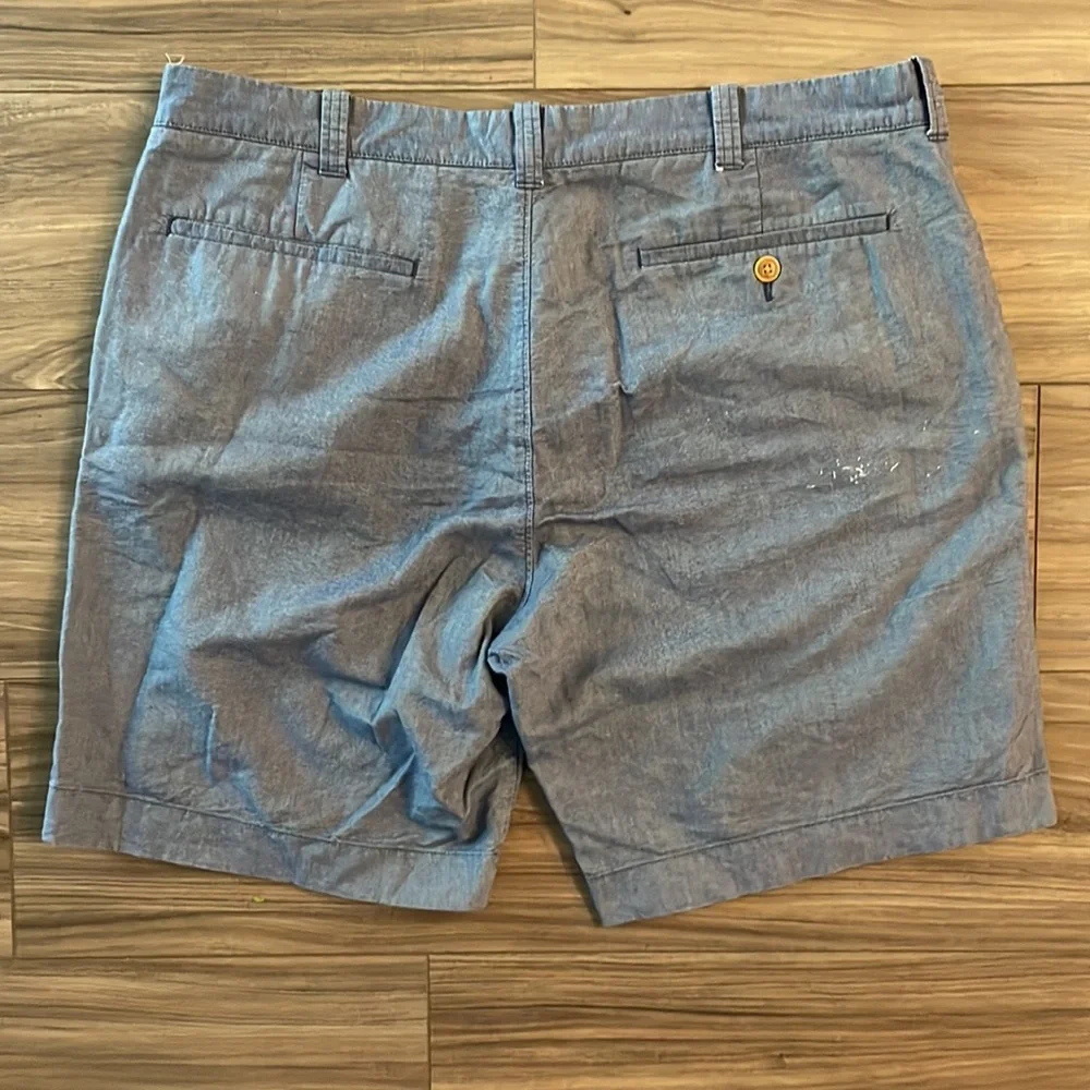 J.Crew 8” Sunwashed Oxford Blue Flat Front Men’s Cotton Shorts Size 36w